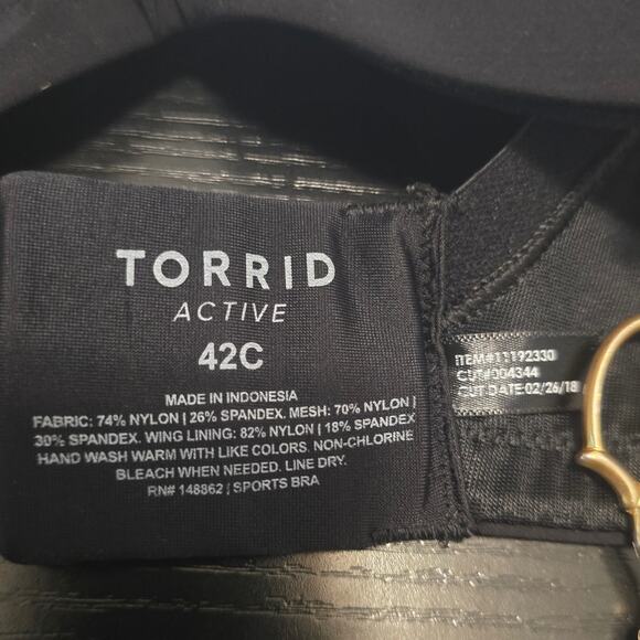 Torrid Active Black Gray Underwire Adjustable Strap Women's Bra 42C - Picture 4 of 4